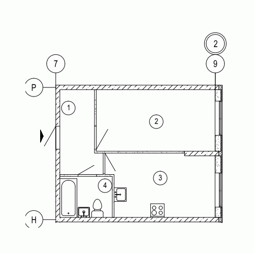 Однокомнатная квартира 37 м²
